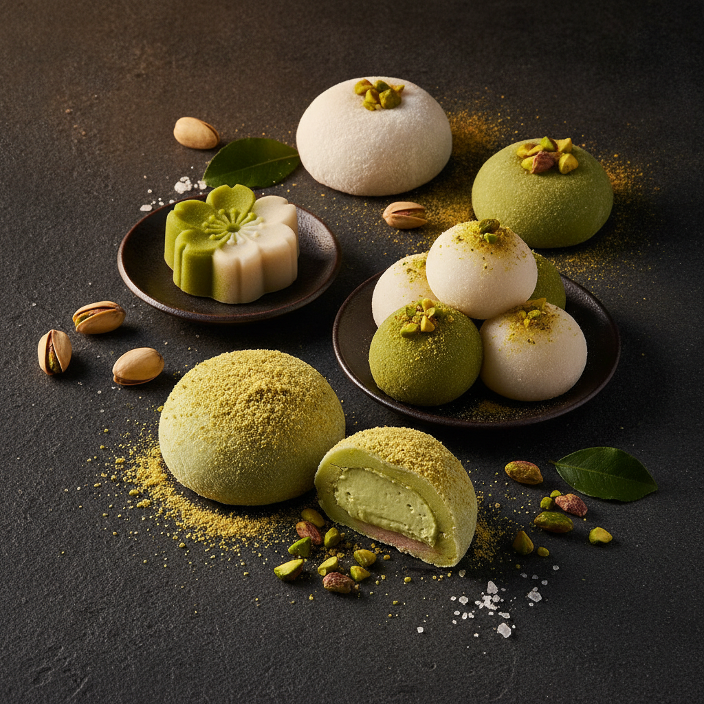 Confeitaria Japonesa: Wagashi, Mochi e Daifuku de Pistache — Tecnica e Tendencia