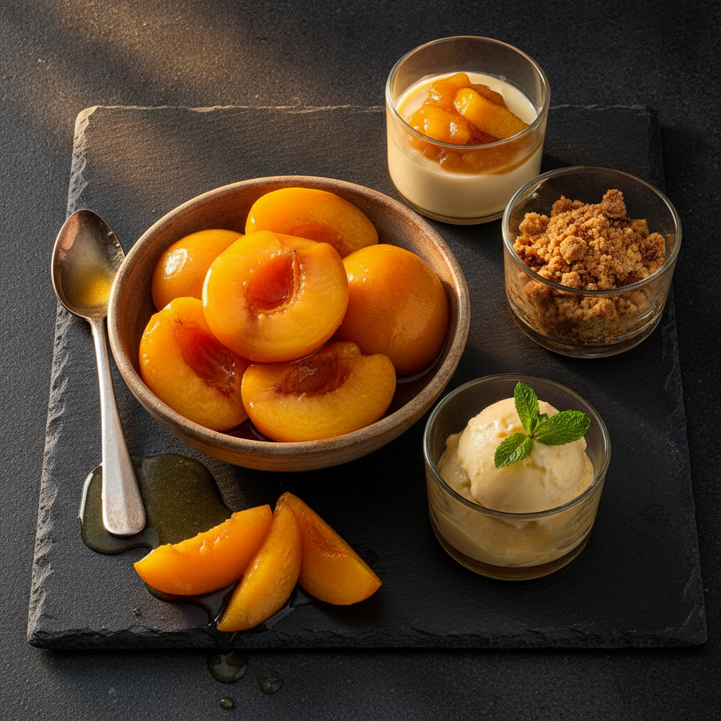 Frutas em Calda para Food Service: Pêssego Argentino e Aplicações em Sobremesas