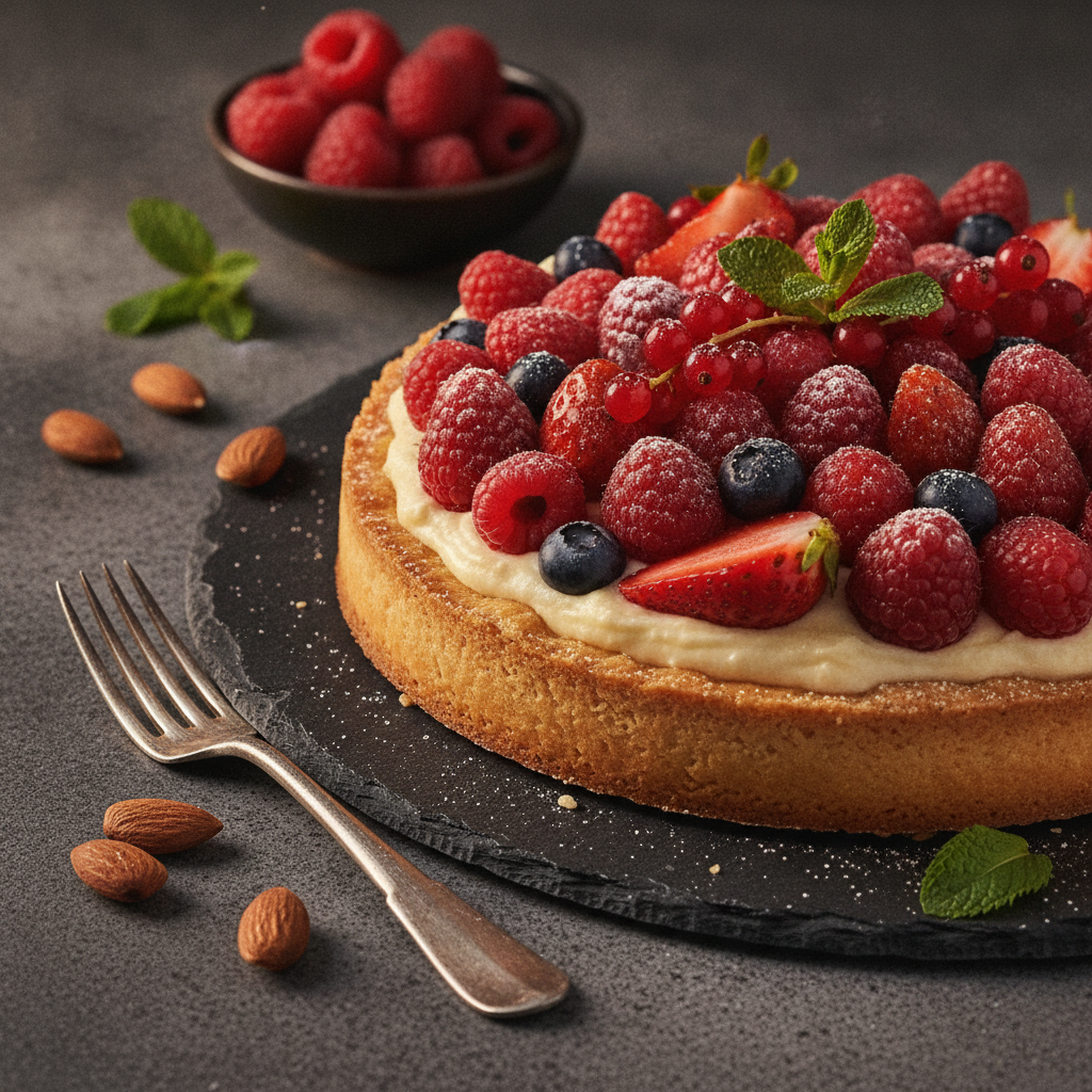 Torta de Frutas Vermelhas com Creme de Amêndoa: Receita Profissional