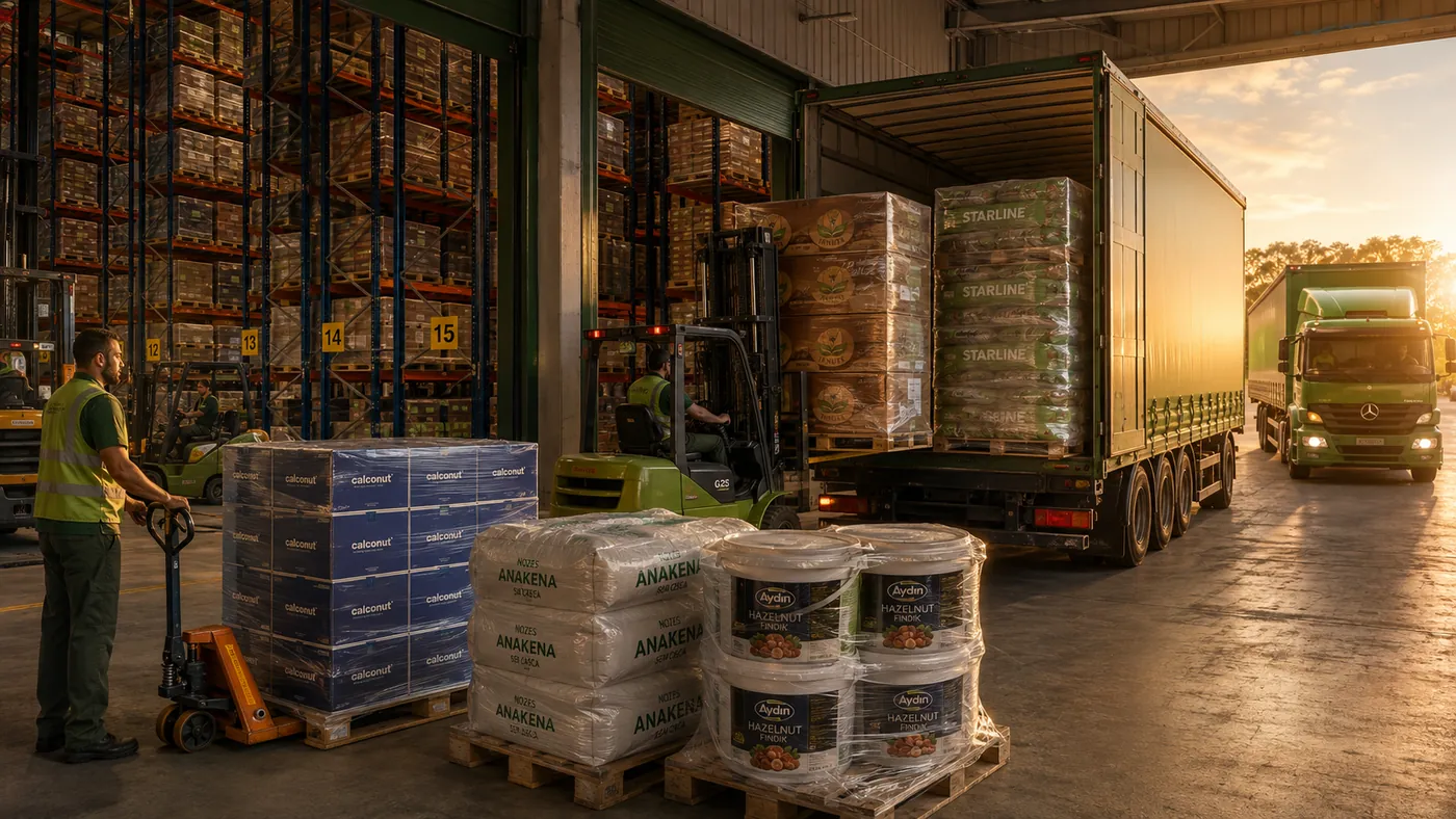 Carregamento de pedidos paletizados no caminhao da Rocha Brasil